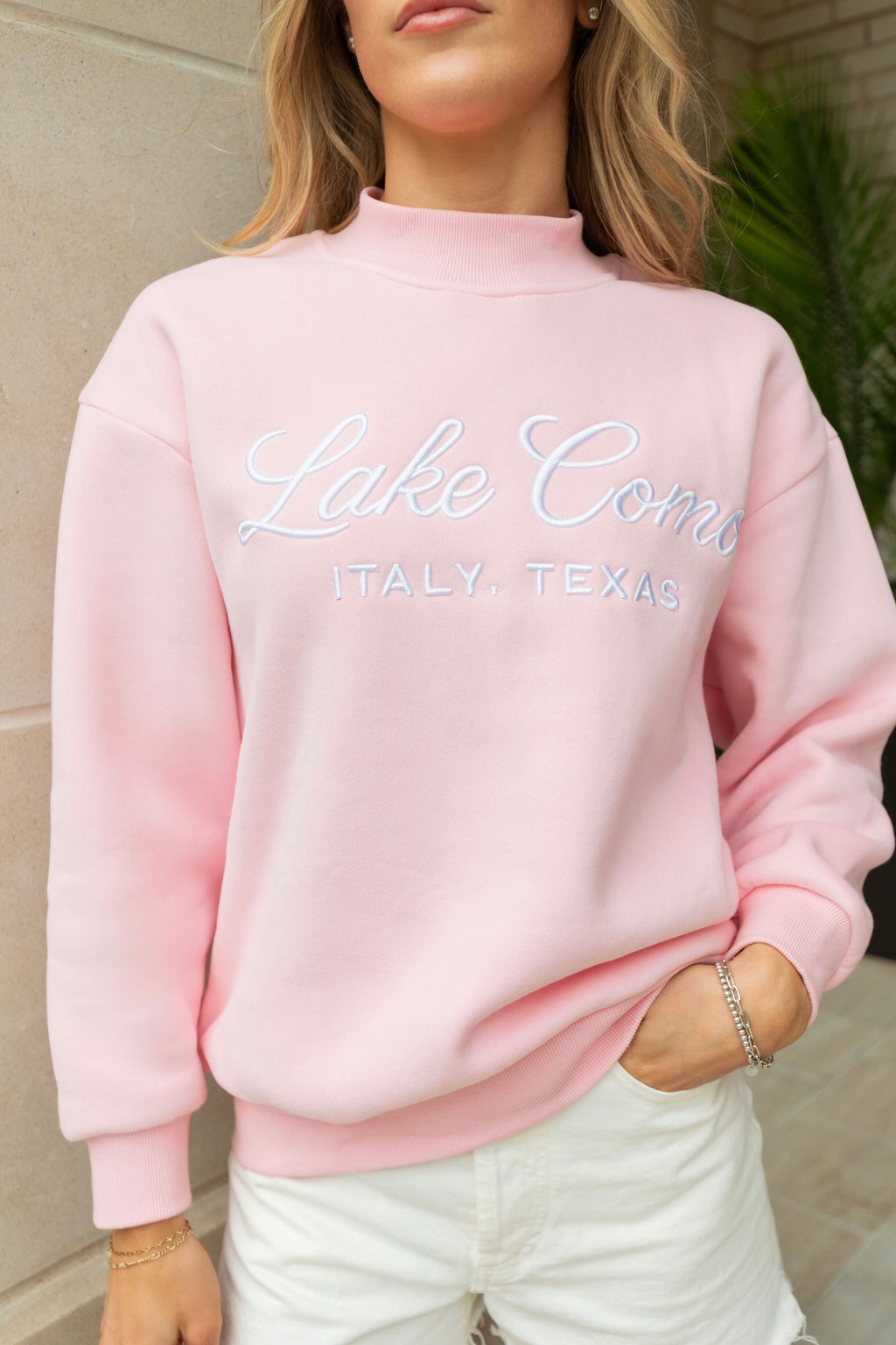 Lake Como Mock Neck Sweatshirt - Pink